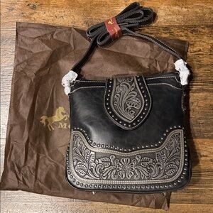 Montana West Black and Silver Embossed Crossbody Bag